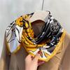 Spring New Mulberry Silk Plain Crepe Satin Black and Yellow Rose Printed Silk Scarf Women's Light Luxury Versatile Silk Small Square Scarf