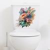 Toilet Sticker Floral Pattern Toilet Lid Sticker Self-Adhesive Bathroom Decal for Home