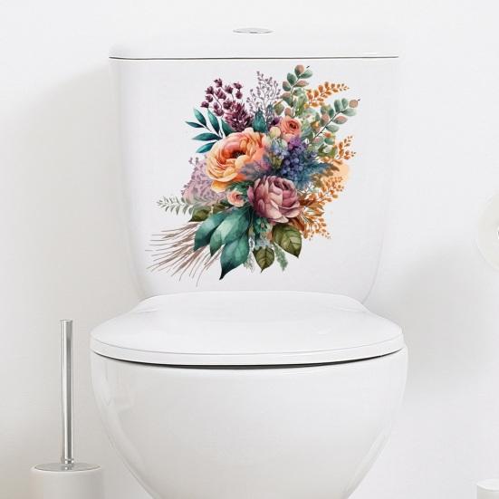 Toilet Sticker Floral Pattern Toilet Lid Sticker Self-Adhesive Bathroom Decal for Home