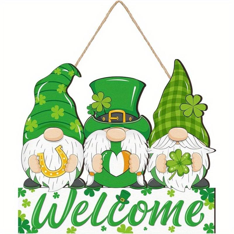 1 шт. День Святого Патрика Деревянный гном Приветственная табличка, Ирландский дом/В помещении/На улице Фермерский дом Веранда Автодом Настенный декор