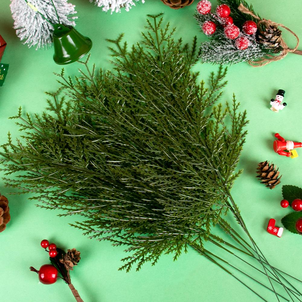 12/24 шт. искусственных сосновых веток, искусственные сосновые стебли, искусственные кедровые иголки, спицы для рождественского елочного венка, гирлянды, декора