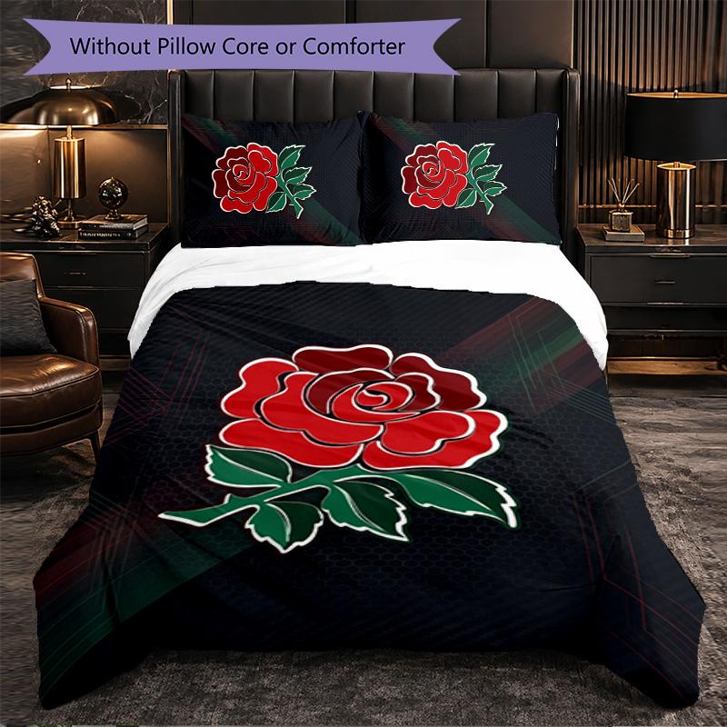 England Rugby Pattern Microfiber 3Pcs Bedding Set Decor Duvet Cover Set For Bedroom Home Use