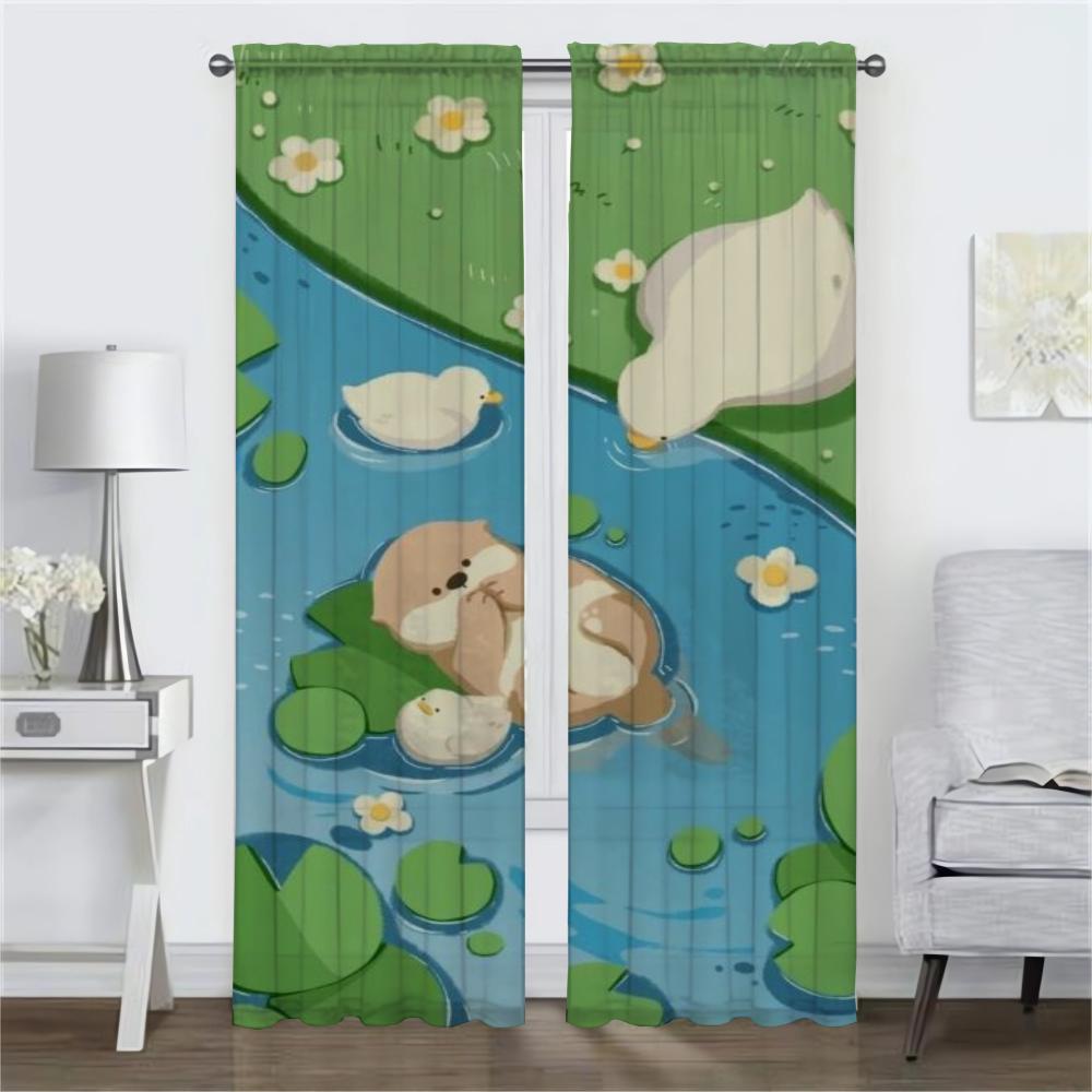 Summer Kitchen Curtains for Camera Modern Living Room Curtains 2 Pieces Tulle for Bedroom Shades Halloween Decoration Partition