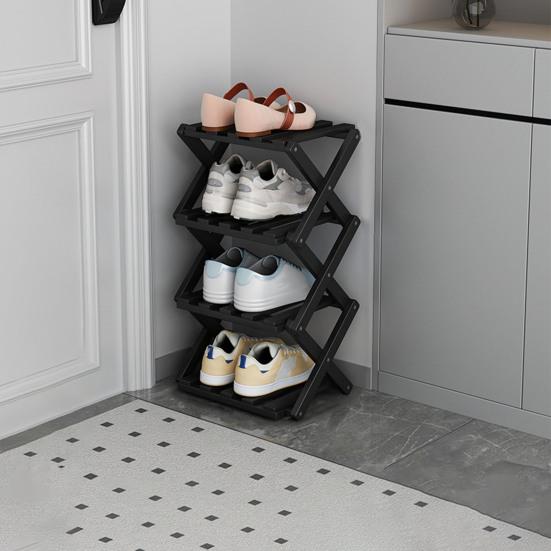 Складная полка для хранения обуви из бамбука, прочная, несущая, переносная, отдельно стоящая полка для обуви в прихожей