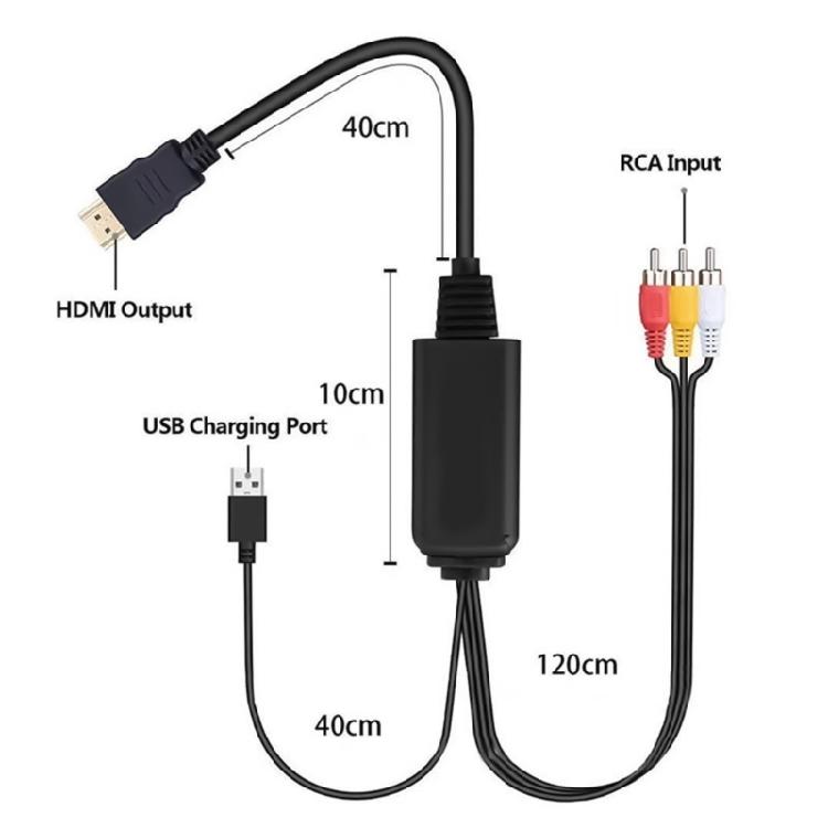 Адаптеры 3RCA на HDMI Конвертер разрешения 1080P Поддержка формата NTSC для устройств домашнего кинотеатра Игровых приставок