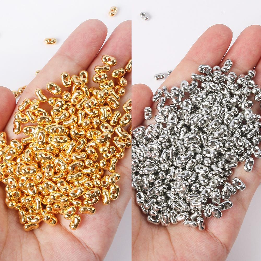 Акриловые золотые серебряные арахисовые бусины ожерелье из бисера работа в процессе браслет ручная работа украшения своими руками аксессуары аксессуары материалы