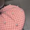 Берет из жемчужной шерсти для женщин с сетчатой вуалью Шапки-бини Тыквенная шляпа Шляпа художника Девушки