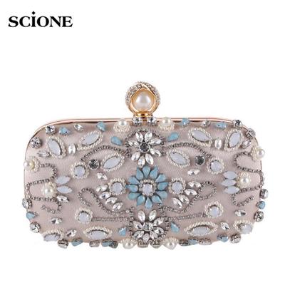 Женский клатч со стразами и жемчугом, расшитый бисером, свадебный кошелек, роскошный вечерний кошелек, вечерняя сумка-болса