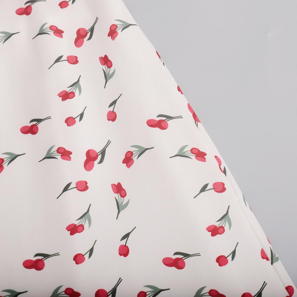 Женская юбка-полуторка с цветочным принтом, весенний темперамент, элегантная юбка-полуторка с высокой талией и принтом вишни