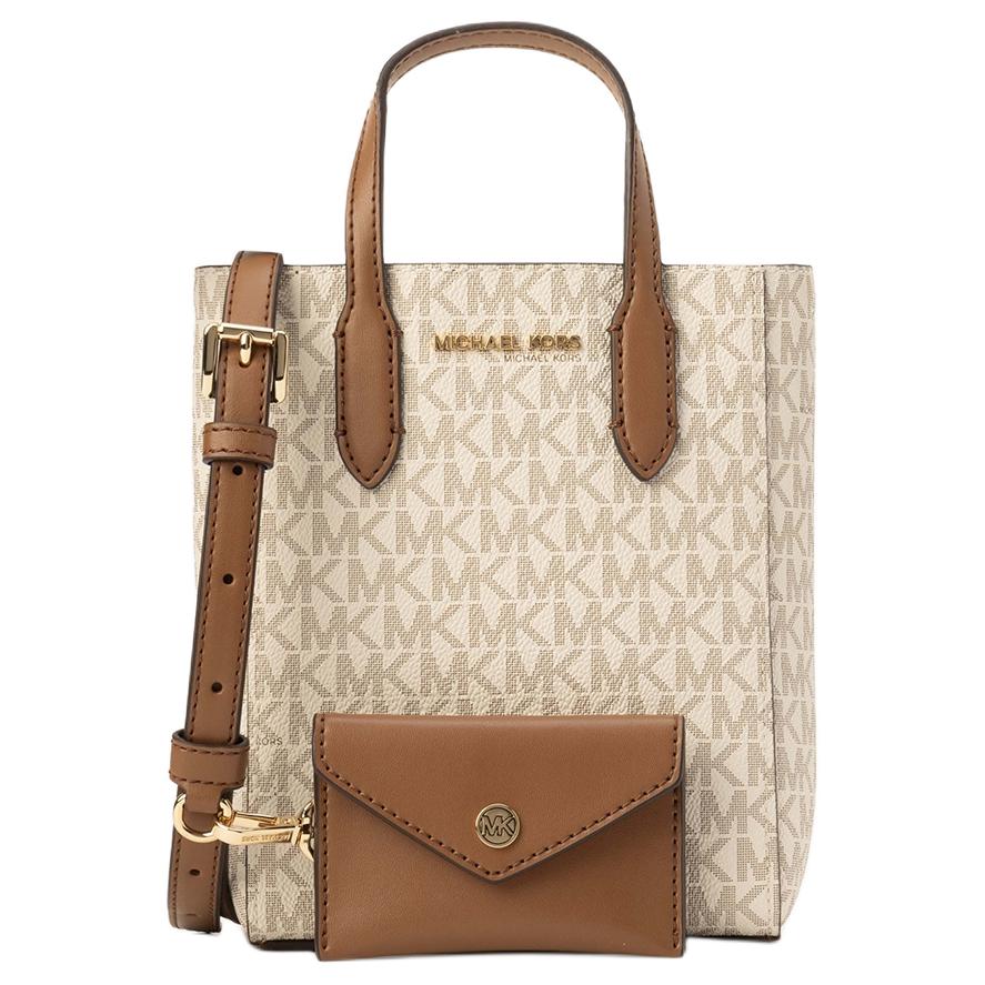 Michael Kors Сумка через плечо мини с принтом логотипа Vincent, на магнитной застежке, из покрытого холста, женская, цвет Ванильно-белый 35F4G2VC0B-VANILLA