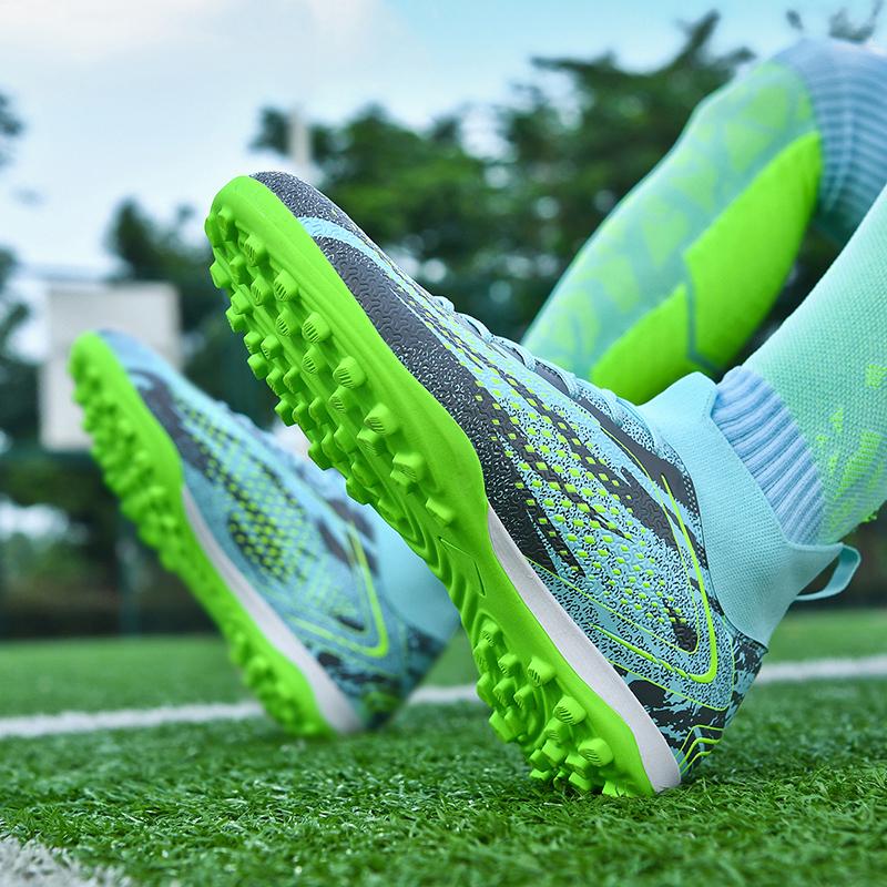 34-46 Мужские футбольные бутсы резиновые мягкие подошвы короткие шипы искусственный газон кожаные детские футбольные бутсы для молодежи