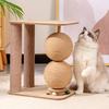 Wood Cat Scratching Post with Sisal Rope Ball - Durable Claw-Grooming Toy for Cats, Multi-Level Design for Play