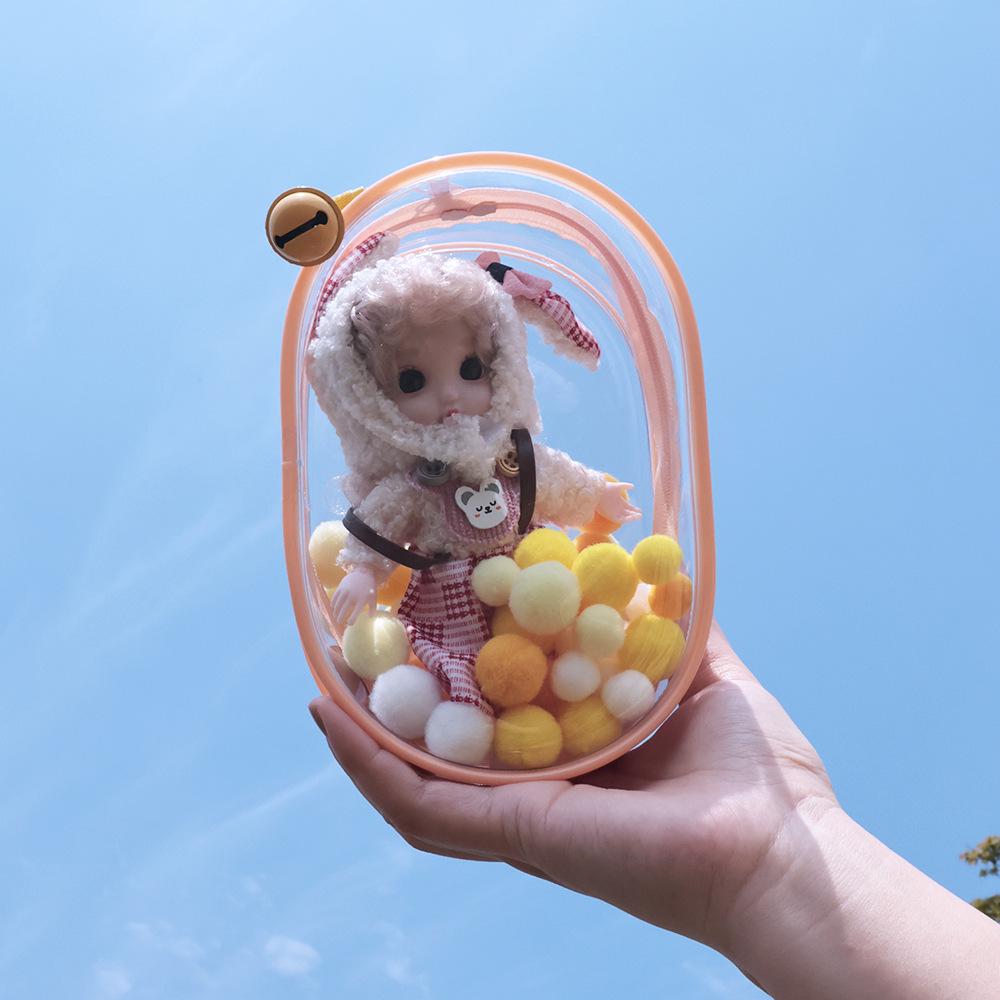 Милая сумка-витрина из прозрачного винила для хлопковых плюшевых кукол 10 см, 15 см, 18 см