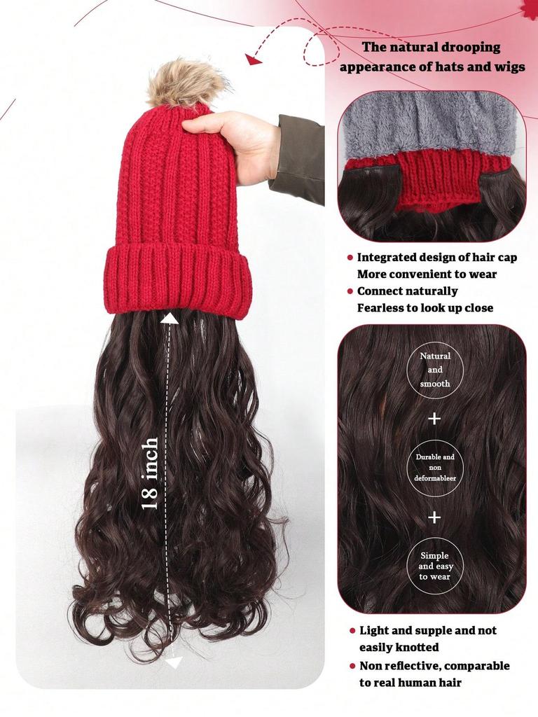 Синтетический парик шапка бини 18 дюймов длинный кудрявый женский парик вязаная шапка зимняя шапка