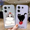 Cute Cat Patterned Soft Silicone Clear Case For Xiaomi Redmi 13C Note 13 Pro Samsung A55 A54 A34 S24 M35 iPhone 15 Camera Protective Shockproof Cover