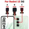 Camera For Xiaomi Redmi 15 5G Rear Backside Front Facing Frontal Selfie Back Camera Module Mobile Phone Parts
