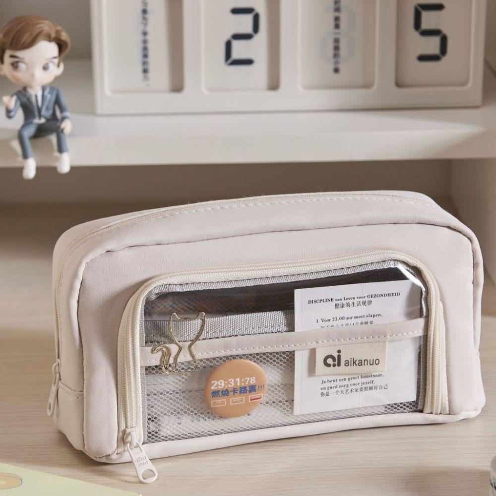 Large Capacity Transparent Pencil Case with Zipper Pencil Bag Cute Packaging Bag Student