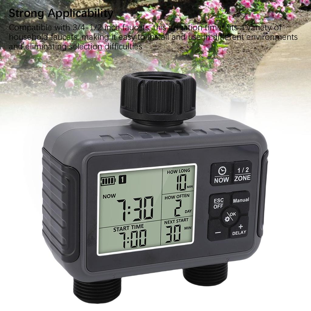 Автоматический таймер полива ЖК-дисплей 3/4-1/2 дюйма кран 2-зонный таймер полива для открытого сада двора