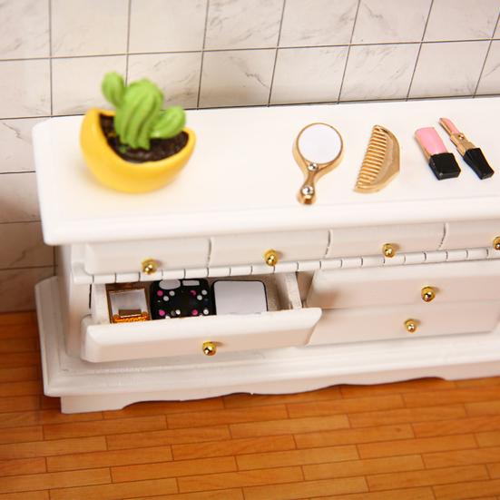 Ingenious Anti-deformed Decorate Birch Wood White Mini Dresser Supply for Micro Landscape