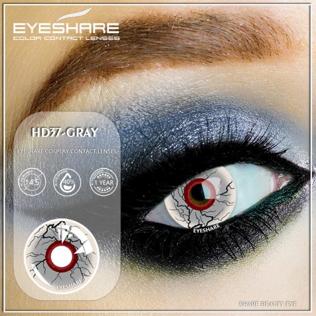 Eyeshare 1 пара красивых косметических красочных контактных линз для зрачков глаз, контактные линзы для косплея на Хэллоуин, сумасшедшие линзы для глаз