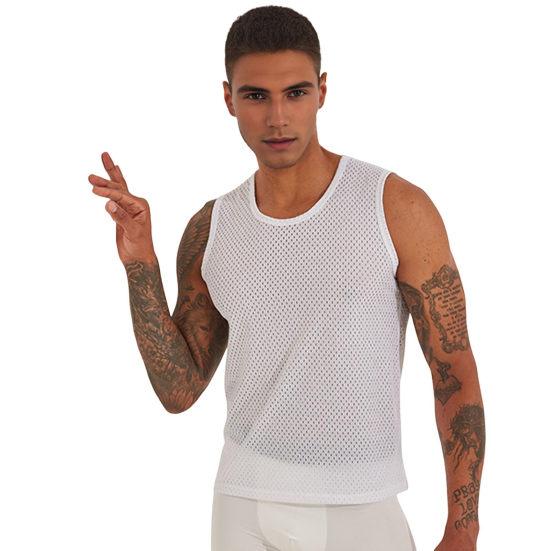 Мужской жилет, легкий, быстросохнущий, дышащий, сетчатый, однотонный, с круглым вырезом, без рукавов, повседневный, майка для тренировок и фитнеса