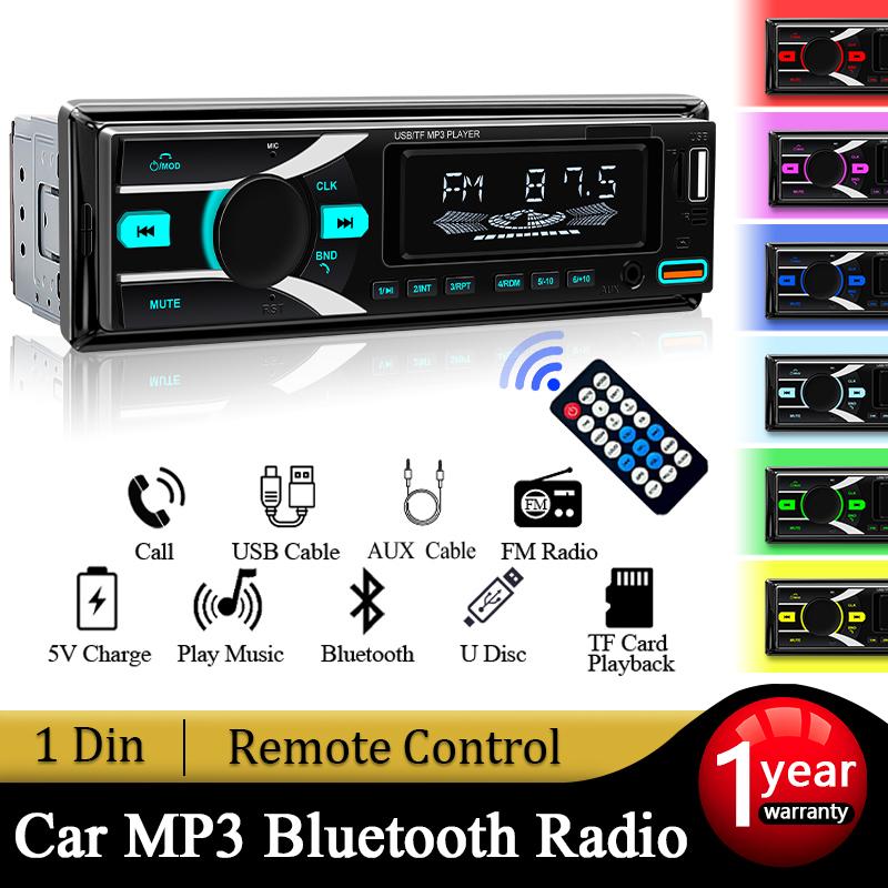 Автомобильное стерео радио Hippcron 1Din Bluetooth 12V FM ISO Power Aux Вход SD USB