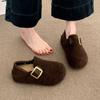 Ретро скрытый подъем две носки Birkenstocks новые осенне-зимние шерстяные ленивые толстоподошвенные бархатные хлопковые туфли