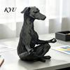 Funny Desk Accessories for Office 3D Printed Meditating Dog Statue, Zen Sitting Puppy Figurine Contemporary Black Home Decor, Creative Animal