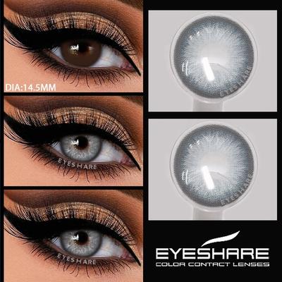 1 пара цветных зрачков для глаз серого цвета, косметические контактные линзы зеленого цвета, натуральные голубые линзы для макияжа, годовые