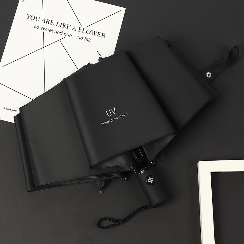 Compact Women's Five-Fold Sunshade Umbrella - Black Glue, UV Protection, for Sunny and Rainy Days, Customizable for Advertising