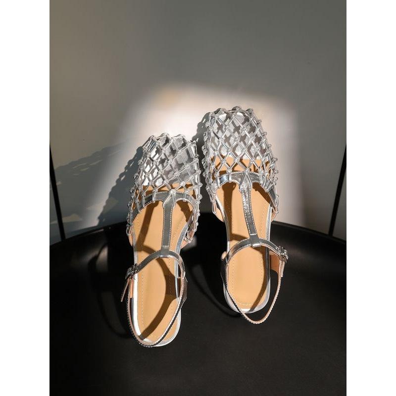 Ретро золотые сандалии с серебряной сумкой на завязке с пряжкой и низким каблуком, балетки, роскошная обувь