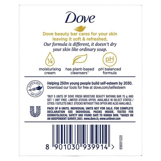 DOVE Свежий Бьюти-бар (пакет из 6) по 75 г каждый для увлажненной кожи с ароматом огурца и листьев зеленого чая