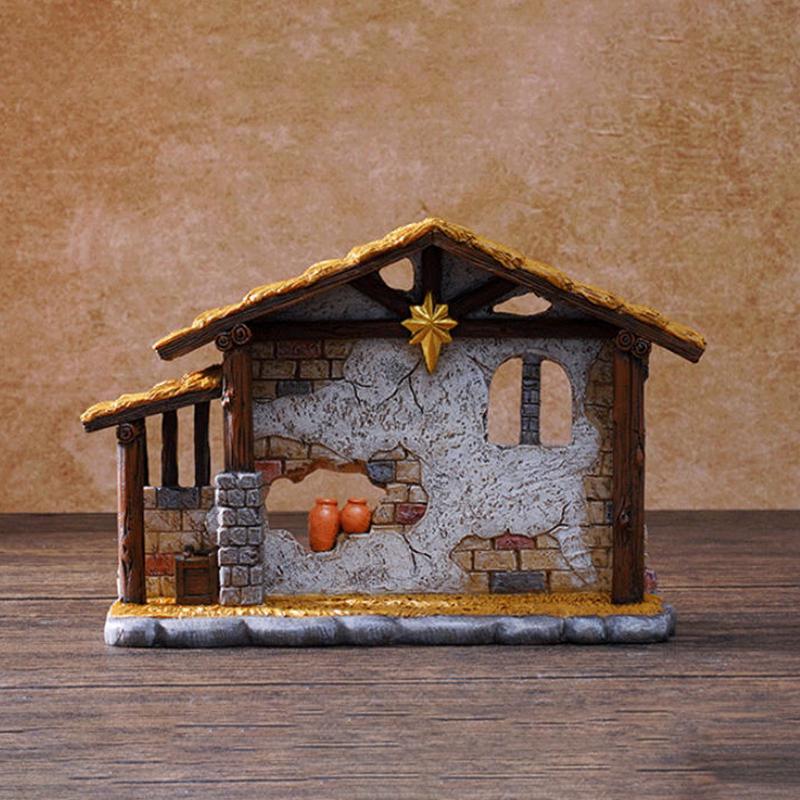 Рождественский хлев, дом, сарай, статуя, ясли, сцена, скульптура, украшение, полимерная фигурка, религиозный подарок, украшение, декор для рабочего стола
