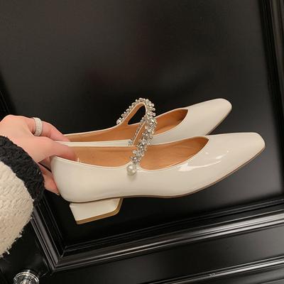 Женские туфли-лодочки из натуральной кожи, элегантные женские туфли Мэри Джейн с ремешком из овчины и жемчуга, бордовые одинарные туфли-лодочки 34-39