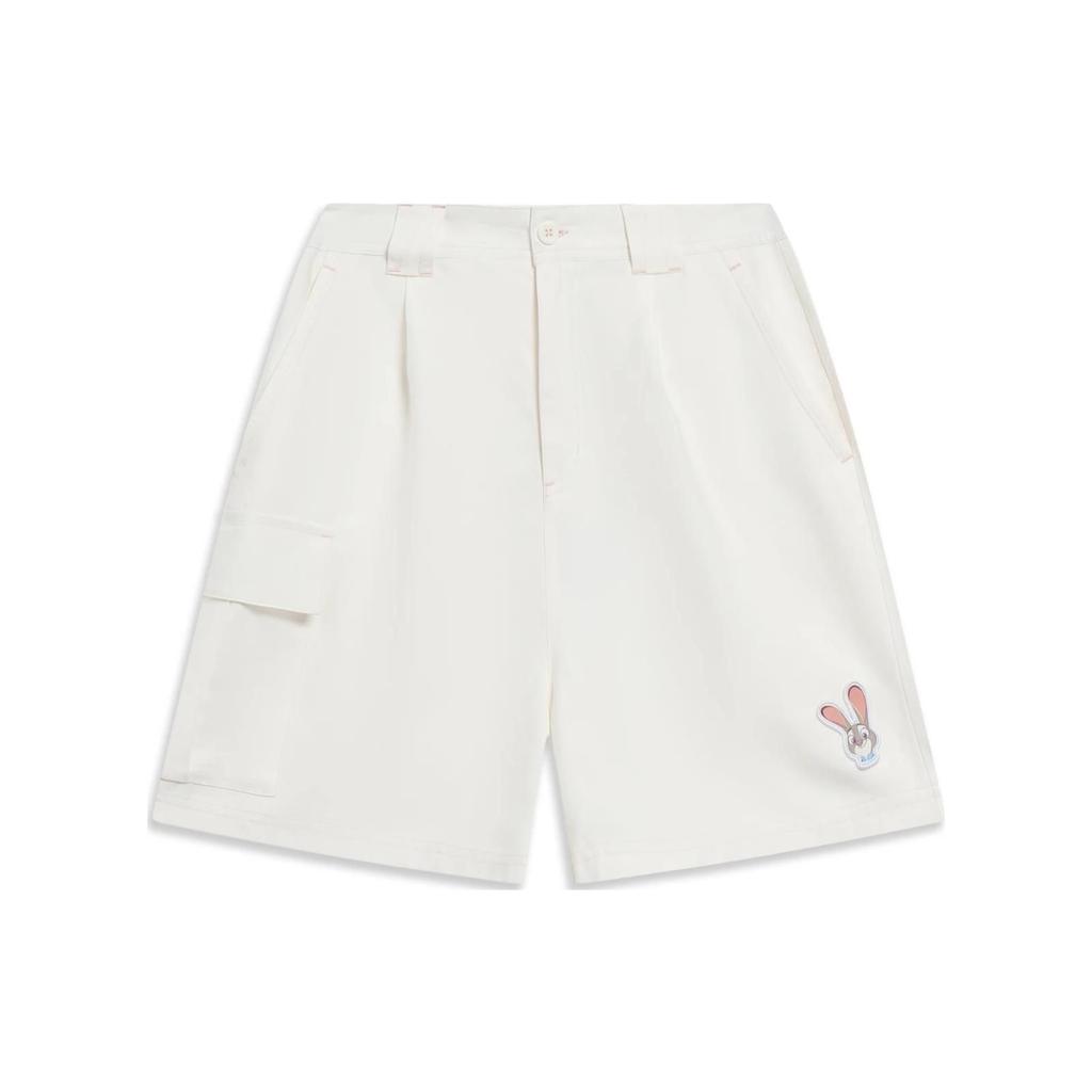 Li Ning X Disney Collaboration Серия «Зверополис» с вышивкой из мультфильмов, свободные повседневные шорты средней посадки, женские шорты цвета «белый» AKST246-1