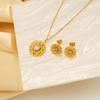 Sunflower Stud Earrings Necklace Women'S Titanium Steel Women'S Micro-Inlaid Temperament Jewelry Set Earrings