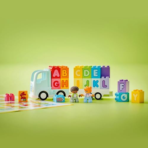 Игрушка LEGO Duplo Город Грузовик с алфавитом, Подарок на день рождения, Образовательные кубики, для Мальчиков и Девочек, Возраст 1,5, 2 и 4 года, Транспортное средство, Миниатюрная машина, Кукла,