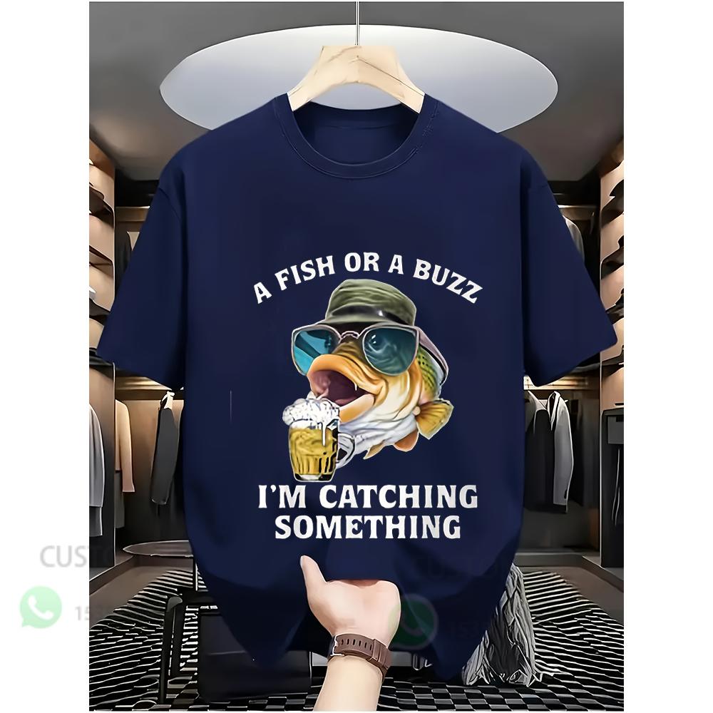 Funny A Fish Cartoon Graphic Men's Summer T-Shirt Casual Tshirts O-neck short-sleeved Tee Tops