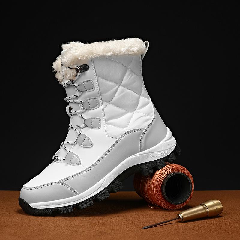 Зимние ботинки для женщин, высококачественные зимние ботинки на платформе с толстой подошвой, нескользящие, удобные, рабочие, теплые, хлопковые ботинки