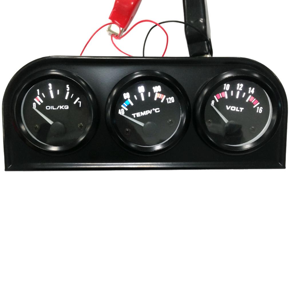 3 in 1 Triple Gauge Kit 12V LED Backlight High Sensitivity High Accuracy Oil Pressure Water Temperature Voltmeter
