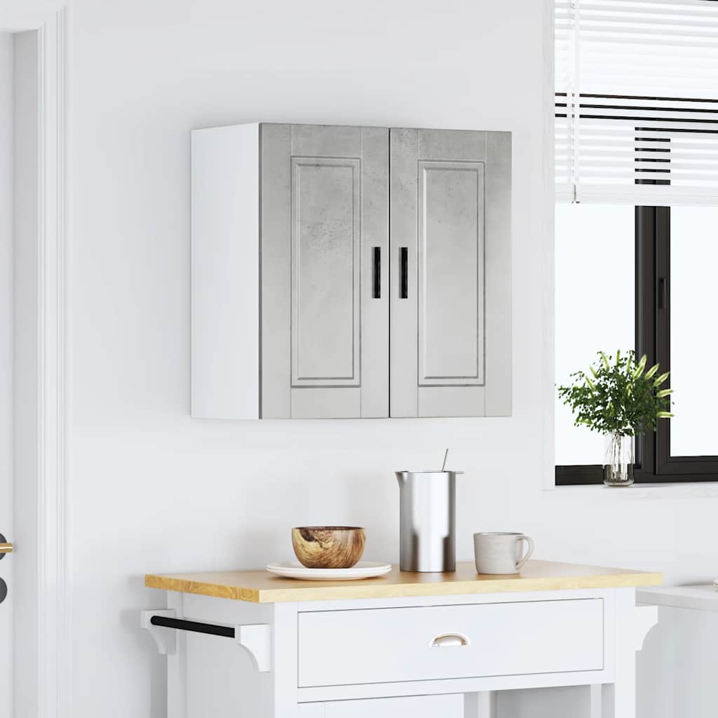 Porto Wall Mounted Kitchen Cabinet in Concrete Grey Made of Particleboard
