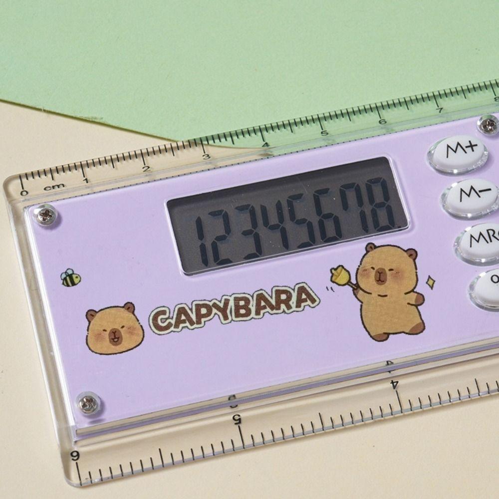 Mini Ruler Calculator Capybara Measuring Ruler Creative Straight Ruler School