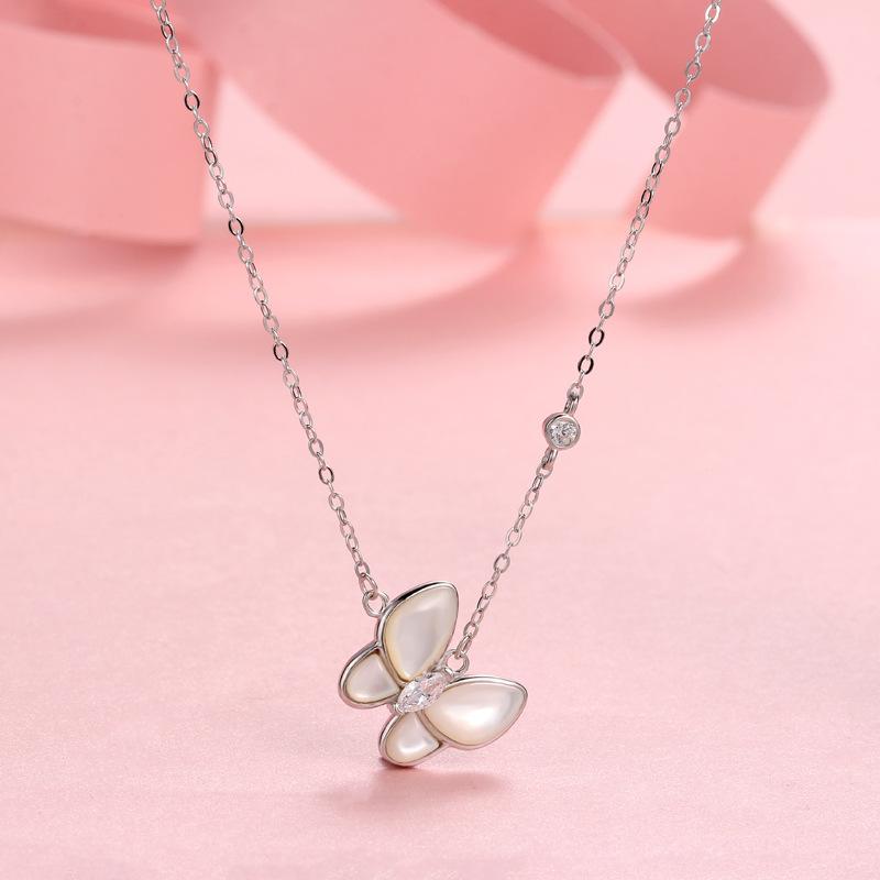 Butterfly Necklace Jewelry Pendant Natural White Fritillary Temperament Versatile Collarbone Chain Female Ins Premium