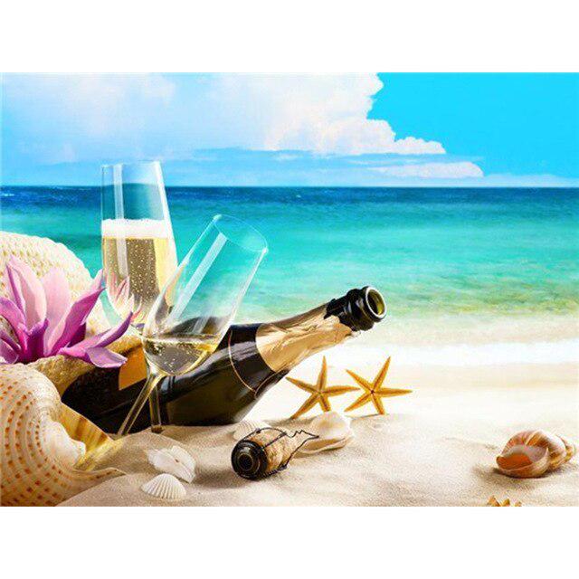 Полный круглый дрель 5D Алмазная картина Морская ракушка Пейзаж Вышивка крестом DIY Алмазная вышивка