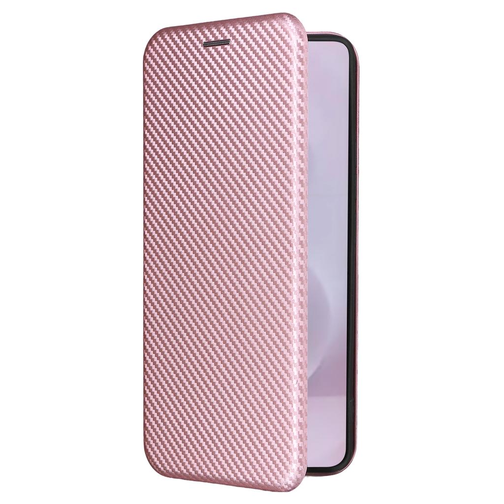 For Samsung Galaxy S25 Edge Case Carbon Fiber Texture Drop-Proof PU Leather Phone Cover