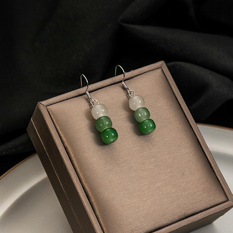 Серьги в винтажном стиле для женщин с серьгами-каплями из имитации натурального нефрита и нежным характером