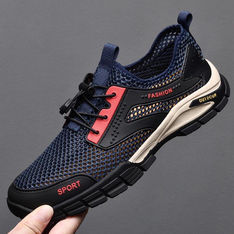 Летняя мужская обувь, новая сетчатая дышащая мягкая подошва, нескользящая, для отдыха, спорта на открытом воздухе, большого размера, походная обувь