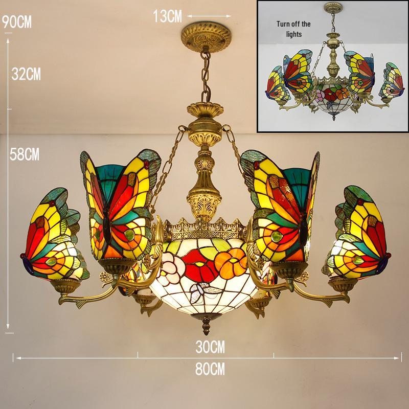 Ретро-европейская люстра Tiffany: Креативная лампа для гостиной, столовой, спальни, кофейни, клуба и виллы