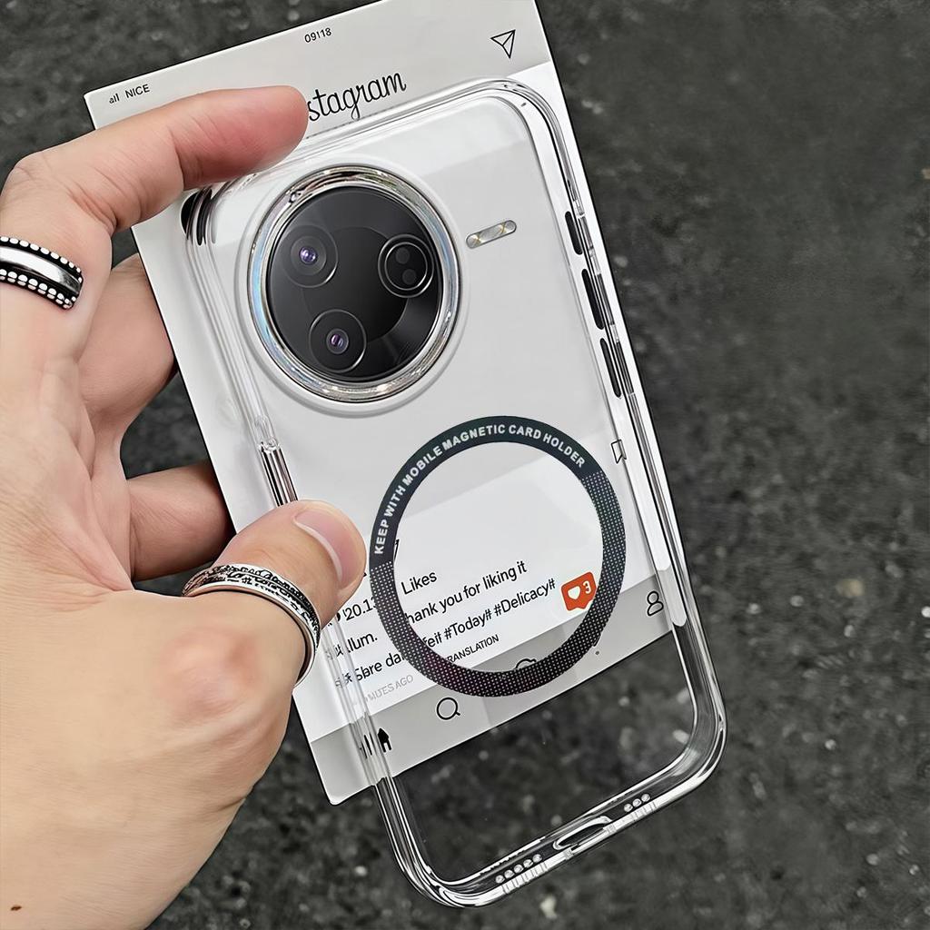 Чехол для Xiaomi POCO F7 Pro Ultra Минималистичный Полупрозрачный Магнитный Корпус Поднятый Гальванизированный Ободок Камеры Противоскользящий Ударопрочный Защитный Корпус