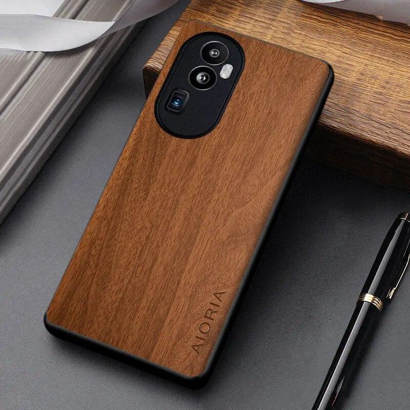 Чехол для Oppo Reno 10 Pro Plus, чехол из искусственной кожи с деревянным бамбуковым узором для oppo reno10 pro, чехол